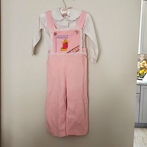 Paddington Bear Embroidered Pink Corduroy Overalls  2 T